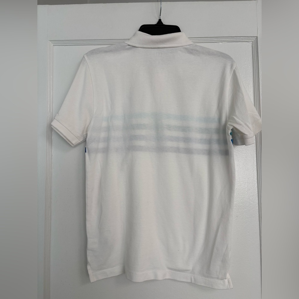 Men’s GAP Polo Shirt Cotton Short sleeves white w blue stripes Size Small - Picture 3 of 7